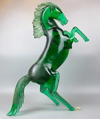 Murano Pino Signoretto Glass Horse. Rampant / Rearing. Green. Scavo. Huge - 60cm • £1299.99