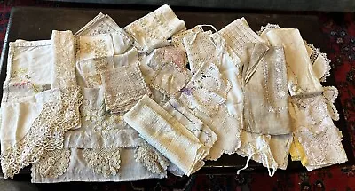 Huge Lot 34 Vtg Linens Crochet Embroidery Doilies Table Runners Lace • $19.50