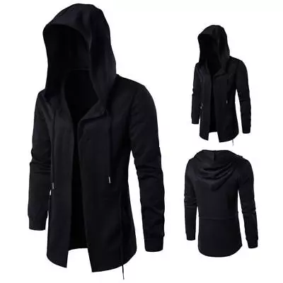 Men's Hooded Jackets Long Cardigan Gothic Punk Hoodie Coats Cloak Outwear Retro • $26.99