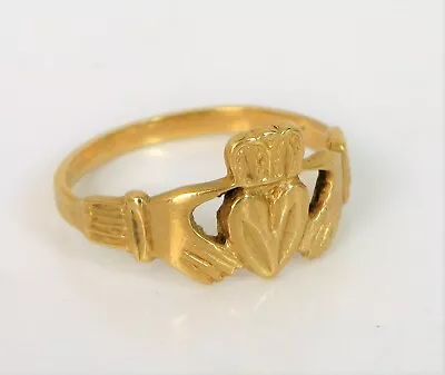 Vintage Beautiful 10k Yellow Gold Claddagh Irish Love Ring Size 9.75 2.6 Grams • $225