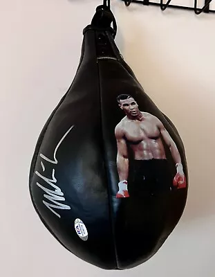 Mike Tyson Signed Black Speed Bag Picture Autographed Auto PSA DNA COA Custom • $225