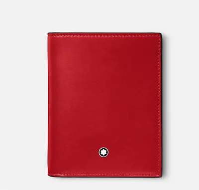 New! MONTBLANC Meisterstück Compact Wallet 6cc  RED Calf Skin Leather • $370