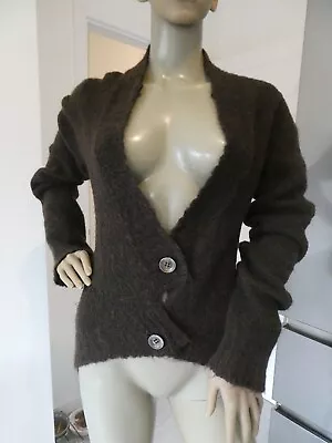 *MAX & CO* Ladies MOHAIR BLEND CARDIGAN Brown Reg Fit Drop Back Hem L EC Rrp£190 • $1.23