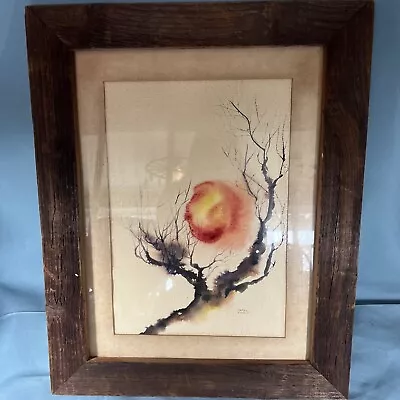 Signed Carol Knapp Landscape Watercolor Vintage Wooden Framed Painting 24 By 19 • $49.99