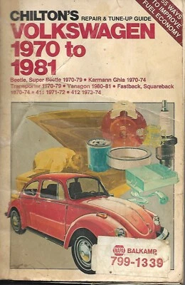 $5.99 • Buy 1981 VW Chilton Service Manual For 1970 To 1981 Models Repair And Tune-up Guide