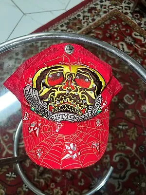 Ed Hardy Hat Cap Vintage Y2k Style Skull Embroidery Trucker Adult Size Glitter • £31.31