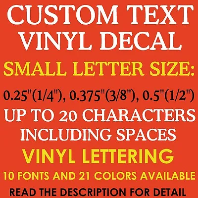 1/4   3/8   1/2  0.25  0.375  0.5  CUSTOM Vinyl Decal Toy Model RC Name Number • $5.45