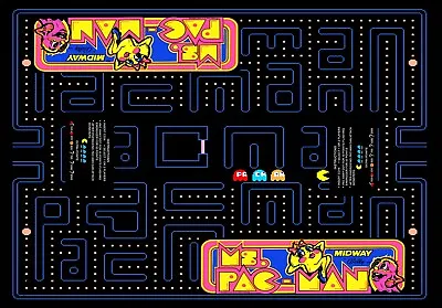 NEW  Arcade  Cocktail Table Underlay Ms. Pac-Man 23  Wide  X 33  Long • $29.99