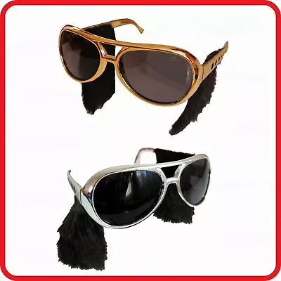 Elvis Presley Rock & Roll Rocker Sunglasses Glasses With Sideburns-costume-party • $9.99
