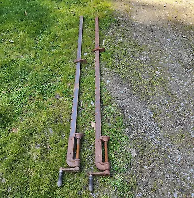 Vintage Antique EC Stearns & Company Bar Clamp Woodworking 72” Set Of 2 Working • $196.20