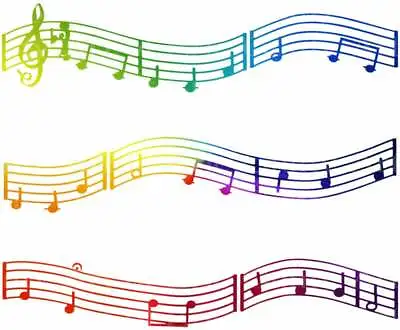 Colorful Music Notes ~ Edible 2D Fondant Cake 3 Strip Side Topper ~ D22422 * • $7.98