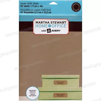 Martha Stewart Home Office Kraft Labels 1-5/16 X 4 Brown Address Mailing 72432 • $12.88
