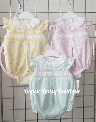 £24 • Buy Girls Smocked Little Bunnies Rompers