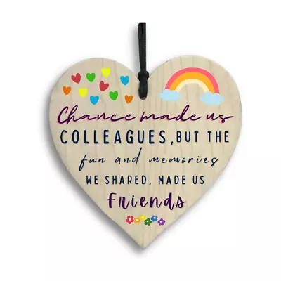 £3.49 • Buy Wooden Hanging Heart Plaque Work Colleague Friend Gift Idea Birthday Message 