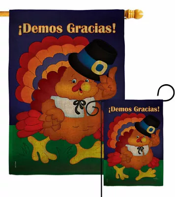 Demos Gracias Burlap Garden Flag Falltime Thanksgiving Decorative Yard Banner • $85.95