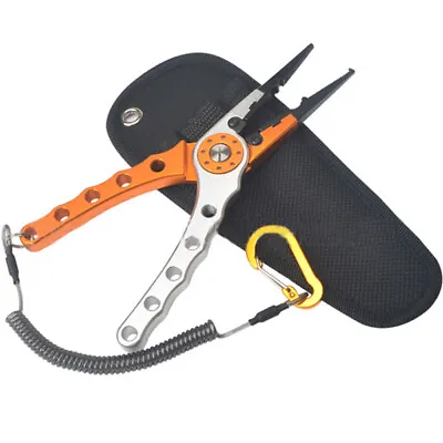 $31.09 • Buy Aluminium Fishing Pliers Braid Line Cutter Scissors Split Ring Tool Hook Remover