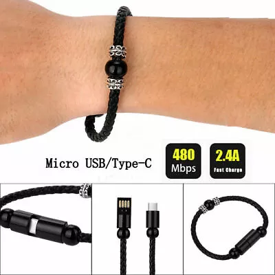 Smart Android TypeC Micro USB Data Charge Wristband Bracelet USB Charging Cable  • $5.46