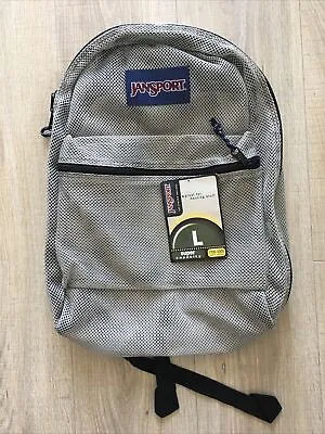 NEW Jansport Mesh Net Backpack Bag Bookbag Silver Gray Vintage • $50.98
