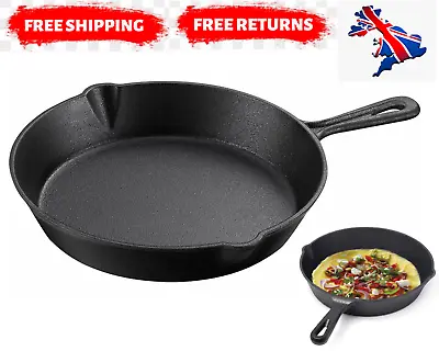 £13.99 • Buy Pre-Seasoned Kitchen Cast Iron Skillet Non Stick Frying Pan Oven Safe Cookware