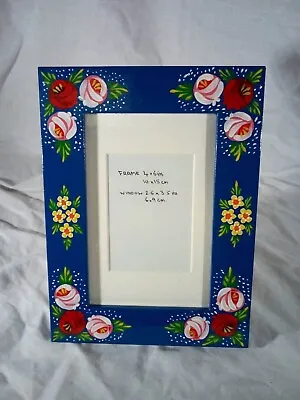 £10 • Buy Blue Photo Frame Roses And Castles Hand Painted Barge Ware #01