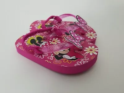 Minnie Mouse Flip Flop Sandals Toddler Size 5-6 Back Strap Pink Thong • $4.99