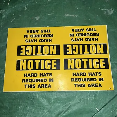 Vintage John Deere Sign - NOTICE Hard Hats Required In Area NOS Uncut Sheet Of 4 • $125