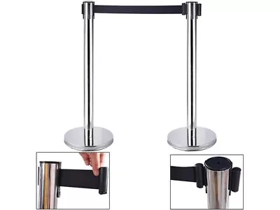 £22.98 • Buy 2 X Chrome Crowd Barrier Posts With 2 X Retractable Belts
