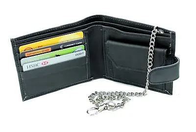 £6.99 • Buy RAS Mens Real Leather Biker Coin Pocket Wallet With 31cm Key Belt Safety Chain