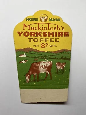 £11.99 • Buy Vintage Mackintoshs Yorkshire Toffee Shop Displays Mini Sign Label Cow