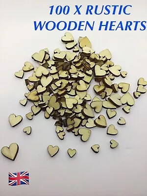 100 X Assorted Plain Small Wooden Hearts Mixed Sizes Card Making Confetti Craft • £3.69