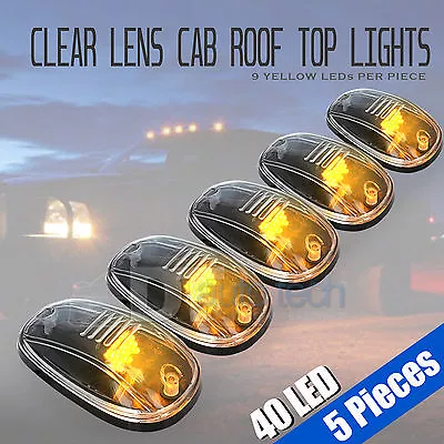 5pcs Clear LED Roof Top Truck SUV Cab Marker Running Clearance Lights Set Kit • $29.69