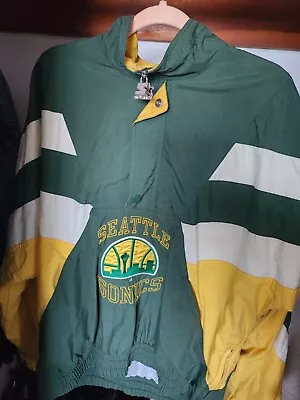 VTG Rare Seattle Super Sonics Starter Half Zip Pull Over Jacket Size Large Mens • $74.99