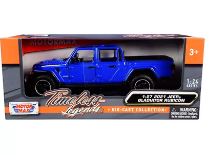 Motormax 1:24 - 1:27 2021 Jeep Gladiator Rubicon Open Top Blue Diecast 79370BL • $25