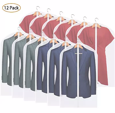 12Pcs Clear Hanging Clothes Garment Bags For Suit Long Dress Gown Closet Storage • $7.99