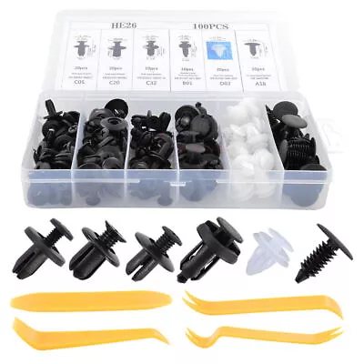 100pc + 4Tool Bumper Clips Auto Car Hole Plastic Rivets Fastener Fender Push Pin • $14.25