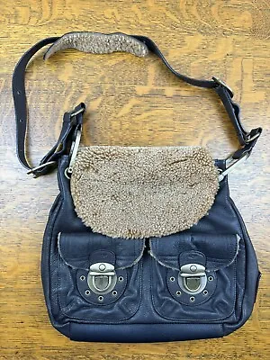 UGG Australia Leather Suede Tan & Brown Shearling Crossbody Handbag Tote • $45