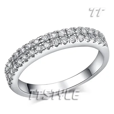 TT Sparkling Clear CZ Micro Pave Eternity Engagement Wedding Ring Size 5-9 RF74 • $10.97