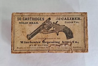Vintage WINCHESTER REPEATING ARMS .32 S. & W. CF Cartridge Box Antique - Empty • $20