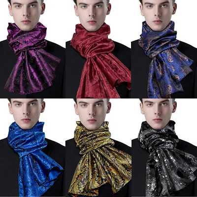 £15.59 • Buy Mens Scarves Silk Fashion Purple Paisley Shawls Neck Wrap Mens Dress Scarf