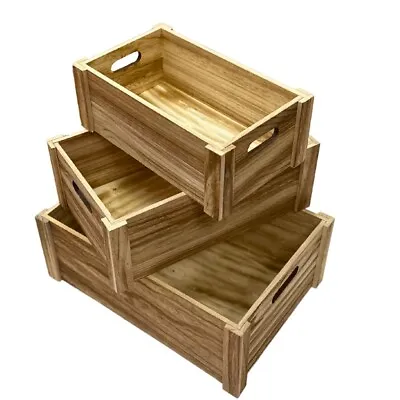 Wooden Gift Box | Wooden Crate With Handles | Wooden Storage Crate |  Set Of 3 • $54.99