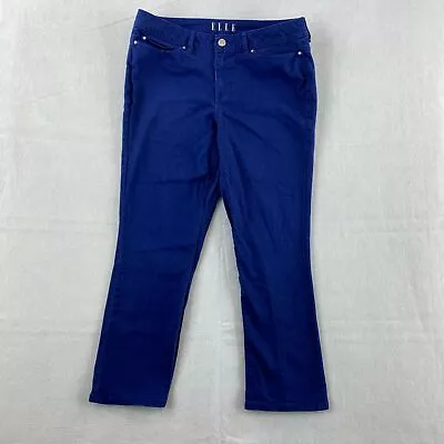 ELLE Cropped Leg Jeans Women's 8 Blue 5-Pocket Mid Rise Dark Wash Cotton Blend • $18.95