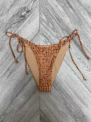 L Space Womens Brown Animal Print Side Tie Summer Beach Swim Bikini Bottom S • $14.96