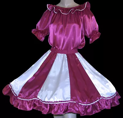 Fuchsia & White Square Dance Outfit Skirt Blouse Sz M/l • $49.95