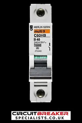 MERLIN GERIN 40 AMP CURVE B 10kA MCB CIRCUIT BREAKER C60HB 25848 • £5.11