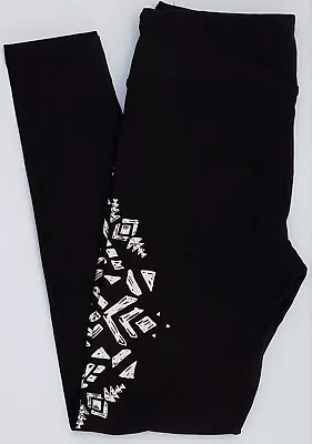 TC LuLaRoe Tall & Curvy Leggings Solid Black With Aztec Print NWT Q88 • $18.90