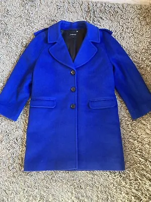 JAEGER Virgin Wool & Cashmere Long Blue Coat - UK 14 • £50