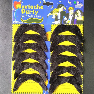 12pcs Self Adhesive Tash Black Fake Mustache Mexican 70's Stick Mustache Beard C • £3.47