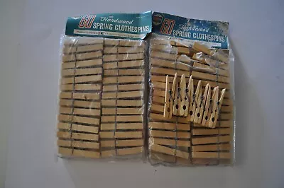 Vintage Clothes Pins Wood Wooden Spring Loaded Clothespins Kmart • $40