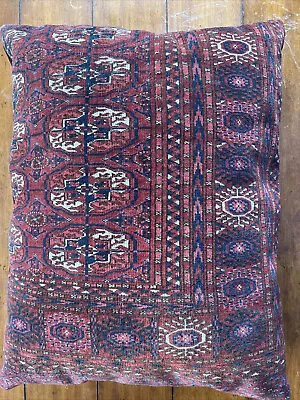 Rug Carpet Remnant Pillow Bokhara Turkmen Vintage Antique Mohair Back 22x 27 X 8 • $63