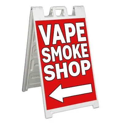 VAPE SMOKE SHOP LEFT ARROW Signicade 24x36 Aframe Sidewalk Sign Banner Decal • $42.70